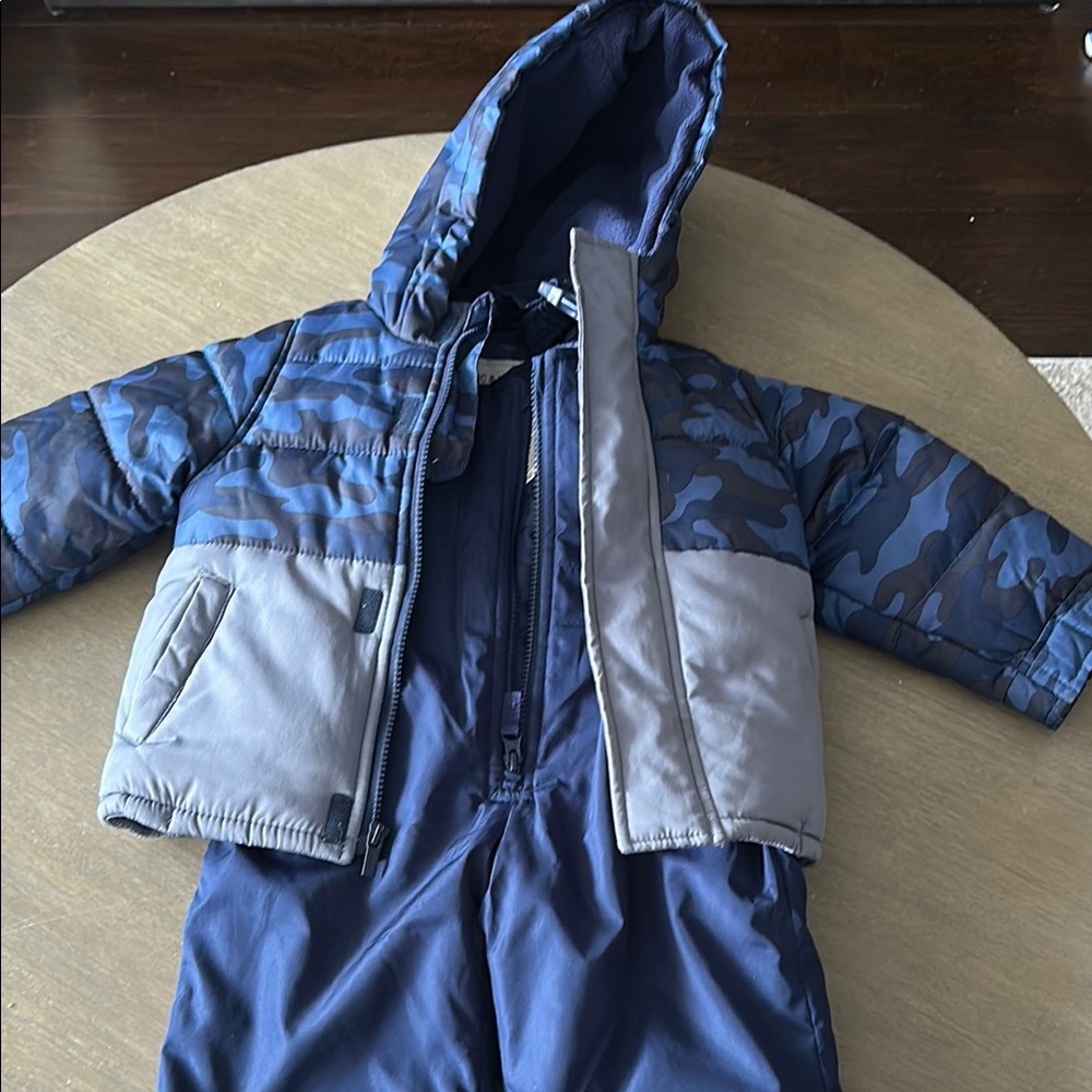 Carters size 2T Blue and Gray Camouflage Snowsuit (Pants and Jacket)